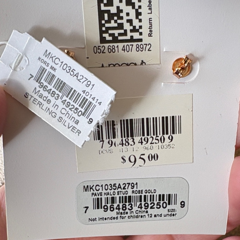 Michael Kors Rose Gold Pave Halo Stud Earrings NWT - Picture 4 of 4